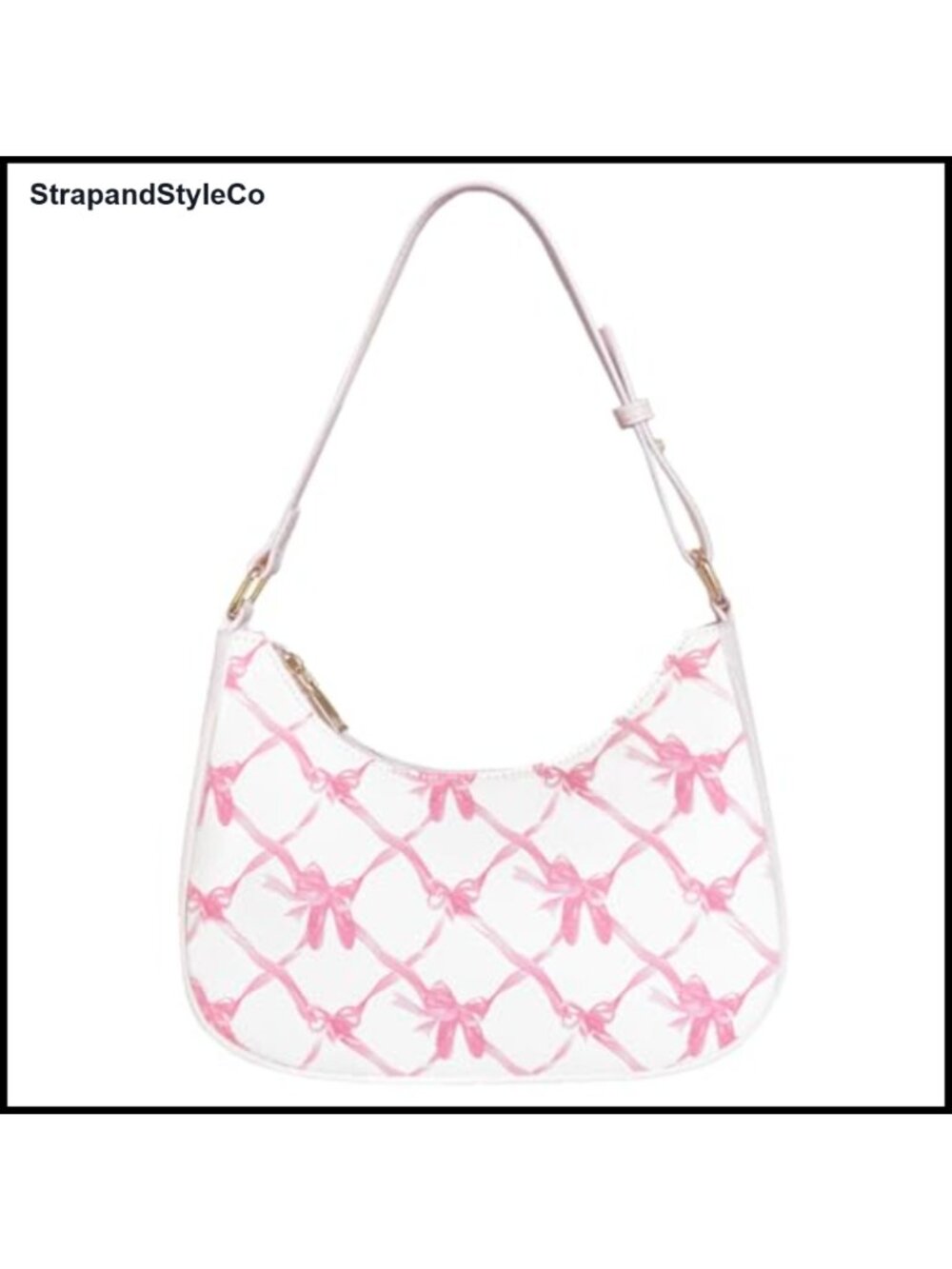 Coquette Bow Crescent Shoulder Bag Zip Hobo Purse Women's Everyday